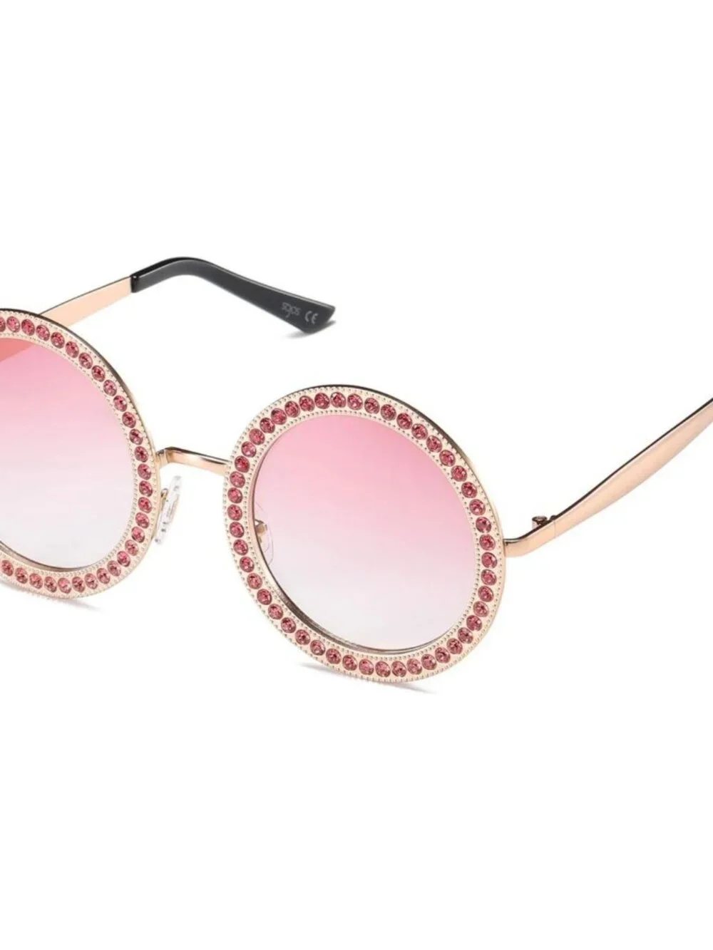 SOJOS Rose Gold Oversized Round Rhinestone Sunglasses - SJ1095